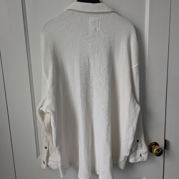 Aerie LumberJane Waffle Shirt Shacket Heather Frost Oversized Medium - Picture 7 of 9